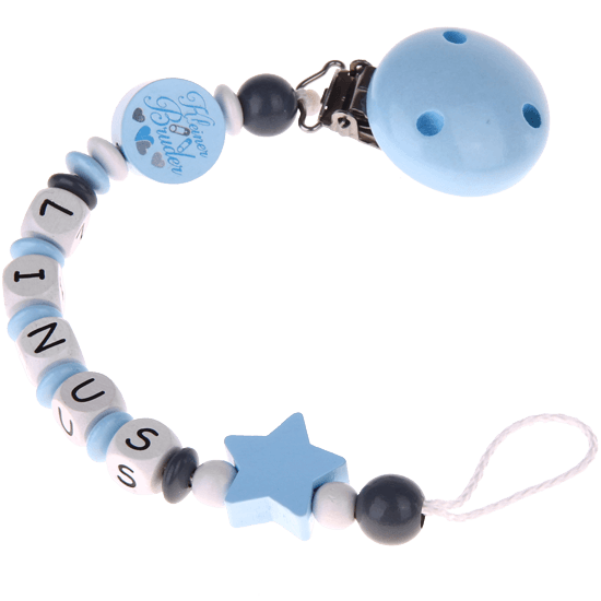 dummy chain with name little brother star baby blue