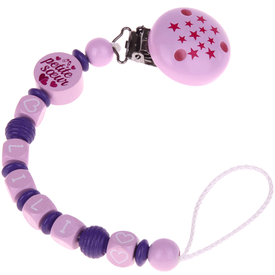 French dummy chain with names for girls - Petite Sœur starry sky pastel pink-blue purple